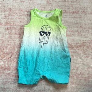 GAP Sleeveless Ombre Popsicle Romper in Lime and Teal